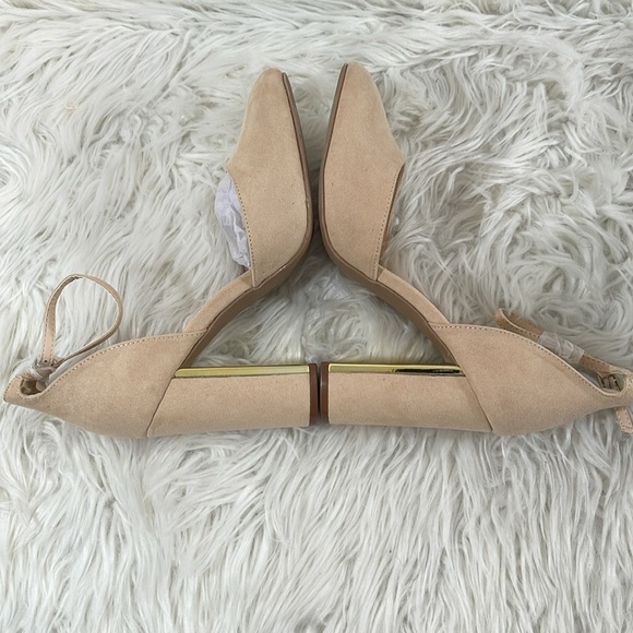 LULUS Laura Light Nude Suede Ankle Strap Chunky Heels Size 10 NEW - Picture 7 of 16